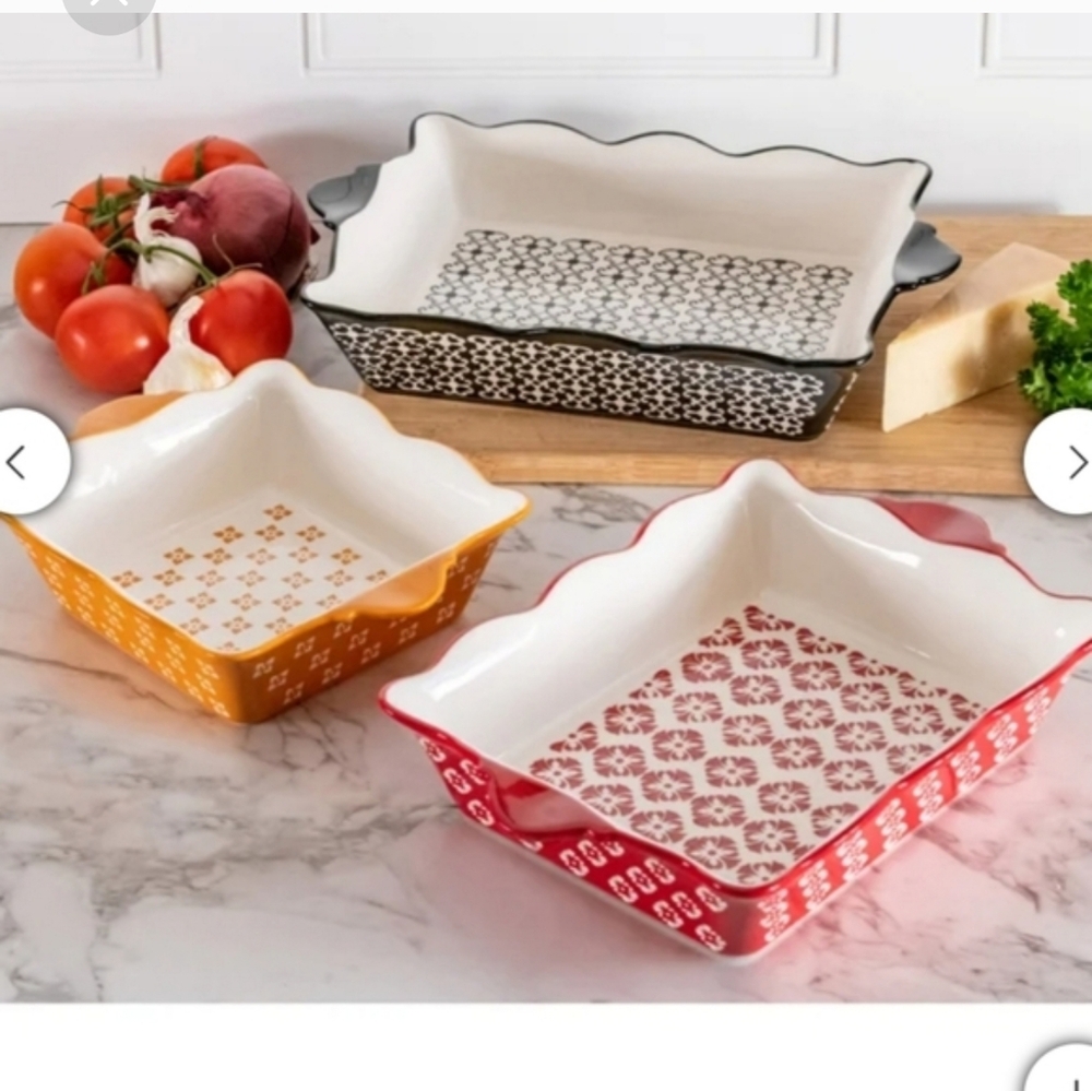 Medley 3 Piece Oven to Table Stoneware Bakeware, Baking Dish & Casserole Set